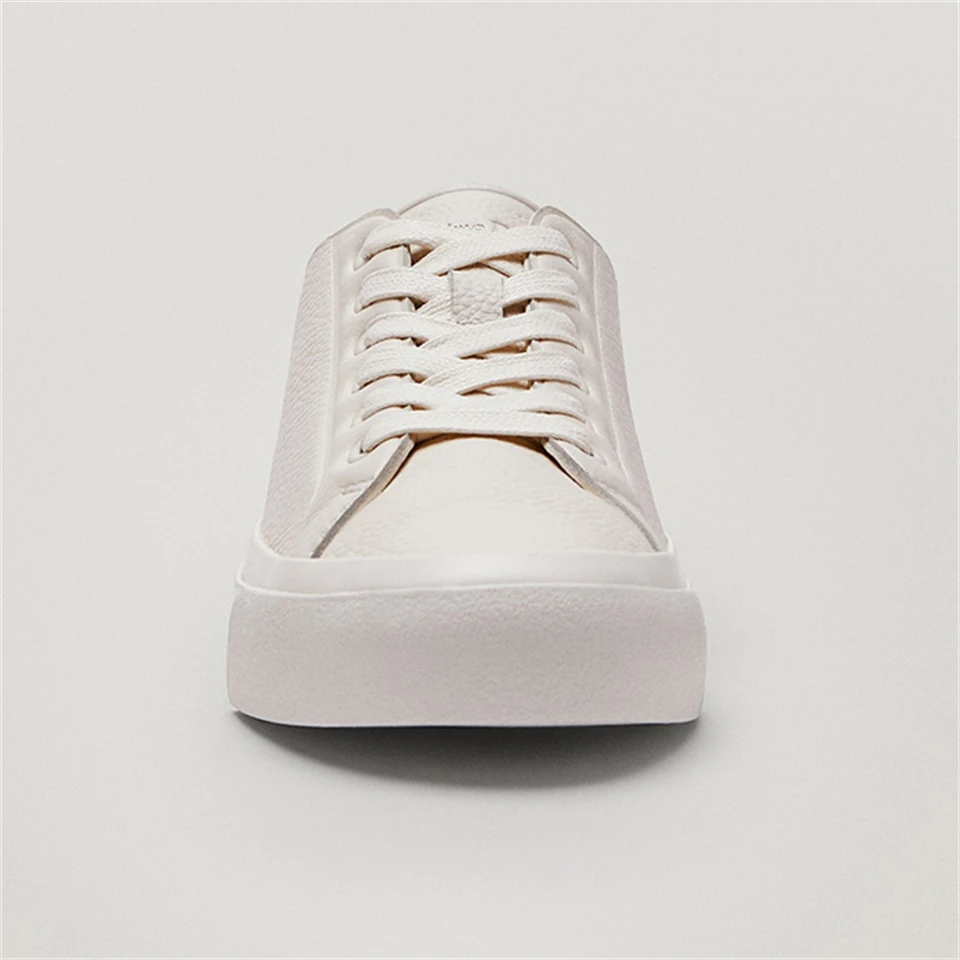 White Genuine Leather Sneakers Women Casual Lace-up Sport Flat Shoes Girls Vulcanized Shoes Tenis Feminino Zapatillas De Mujer