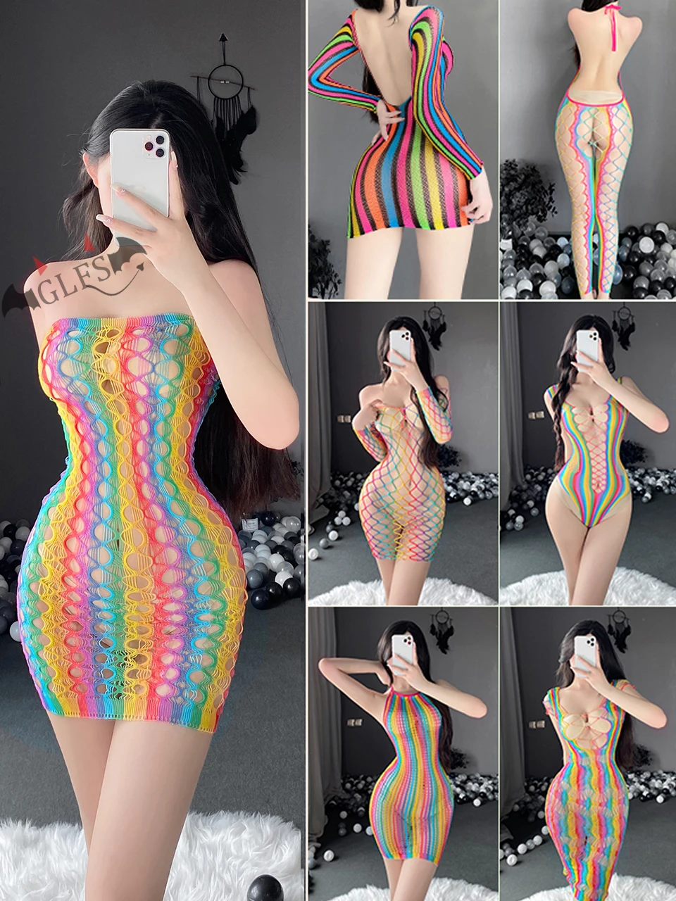 

Женское сексуальное нижнее белье 8 видов стилей, кружевные чулки, цветочные боди в сеточку, бесшовная сетка рубашка, ночное белье, сетчатые ч...