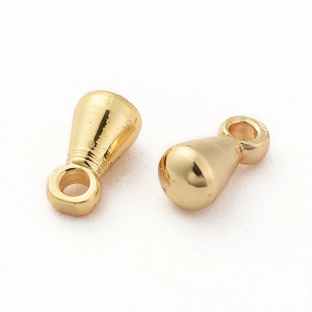 

10-20pcs Brass Charms Chain Extender Drop Teardrop Real 18K Gold Plated 6x3mm Hole: 1mm