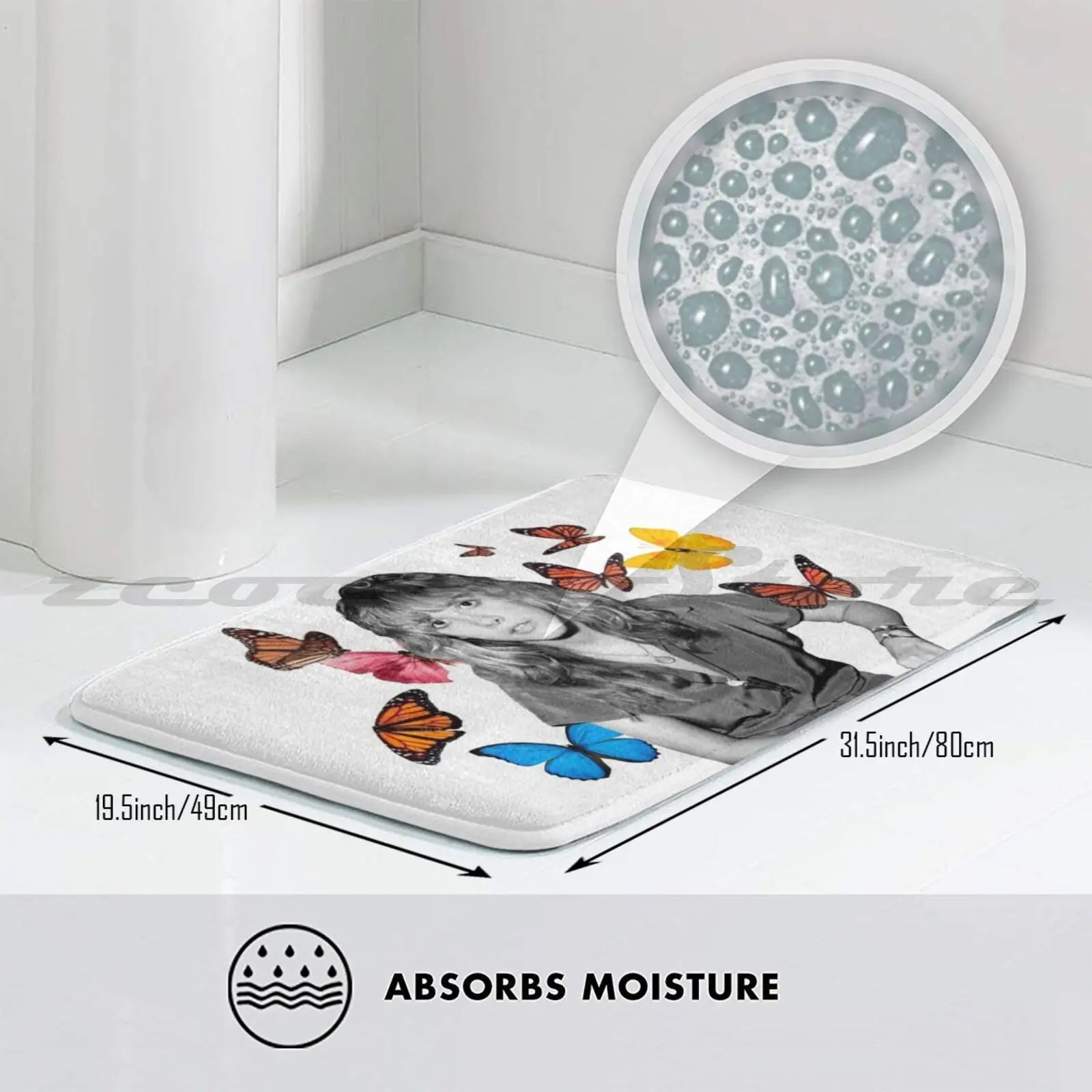 Мягкий коврик Stevie с бабочками нескользящий ковер поглощение воды Классические