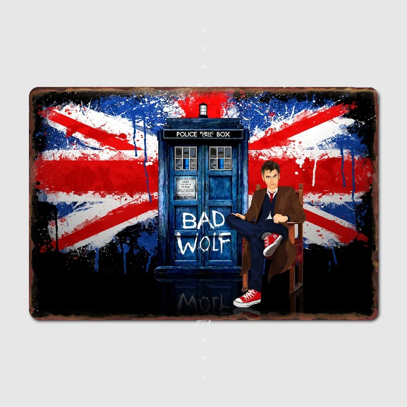 

British Bad Wolf Metal Plaque Poster Wall Mural Party Design Garage Decoration Tin Sign Posters
