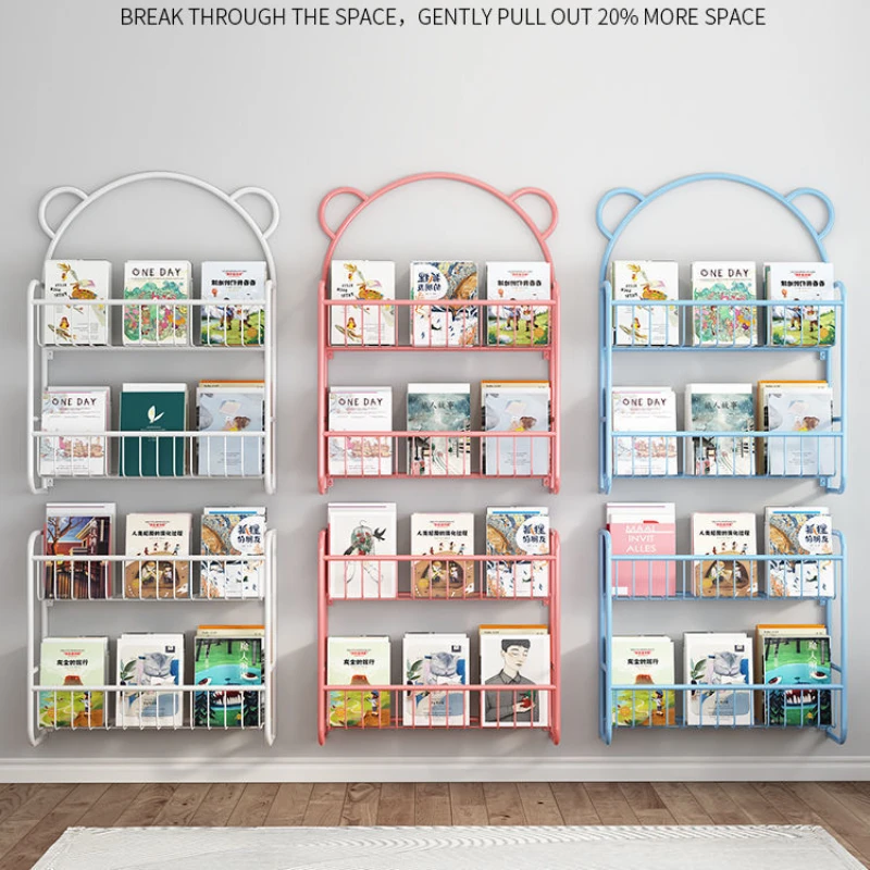 

Детская книжная полка, стеллаж для книг для детской комнаты, настенная плавающая стойка, металлический компактный книжный шкаф для детских игрушек