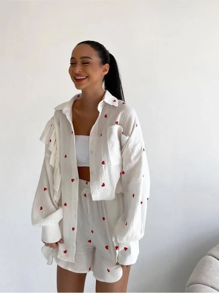 Женский хлопковый спортивный костюм SUSOLA комплект из двух предметов: рубашка и