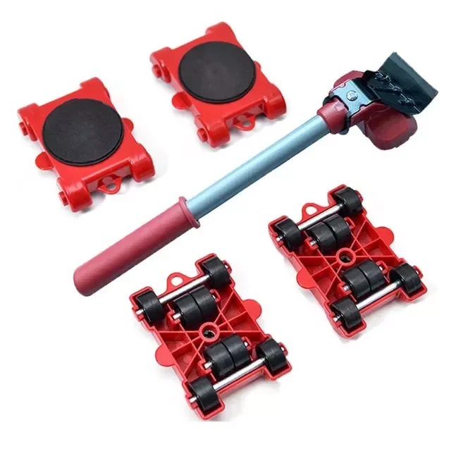 

4/5Pcs Heavy Furniture Lifter Tool Set Labor-saving Stuff Transport Moving Wheel Roller Bar Hand Tool