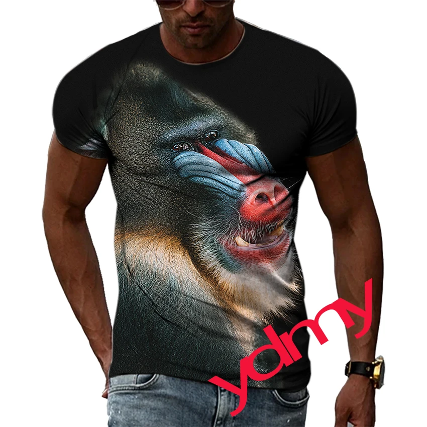 

Summer Tide Fashion Mandrill Picture T-Shirts For Men Casual 3D Print Tees Hip Hop Personality Round Neck Short Sleeve Tops