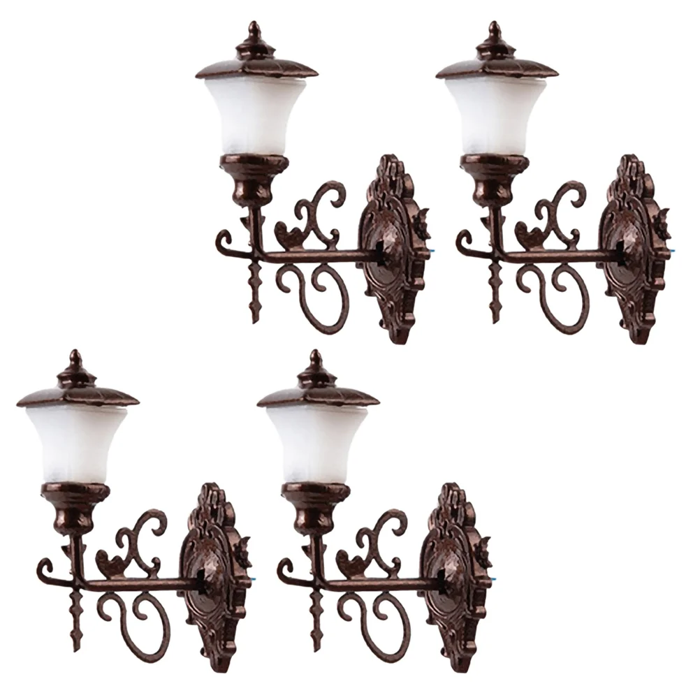

4 Pcs Stick Tiny Wall Lamp Model Miniture Decoration Scene Lights Abs Luminous Wireless