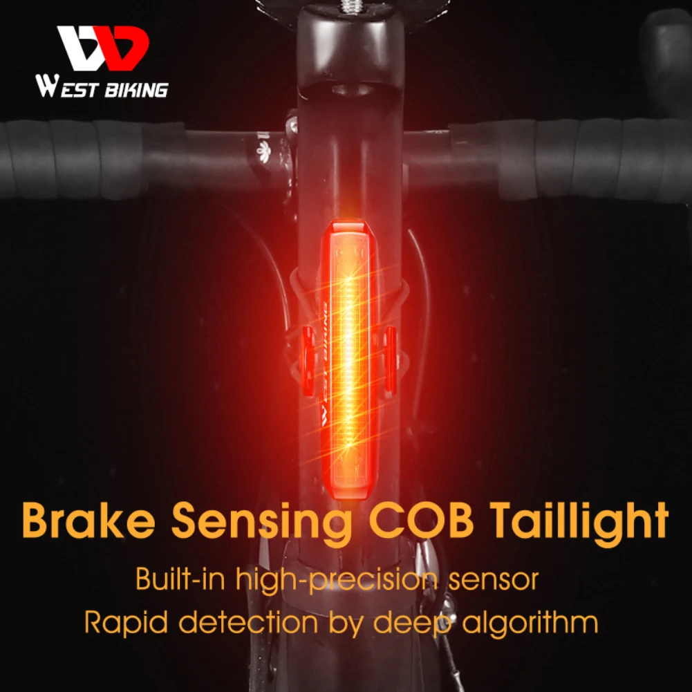 

WEST Smart Bicycle Rear Light Auto Start/Stop Brake Sensing Bike Light Waterproof USB Charge Cycling Taillight Bike LED Light