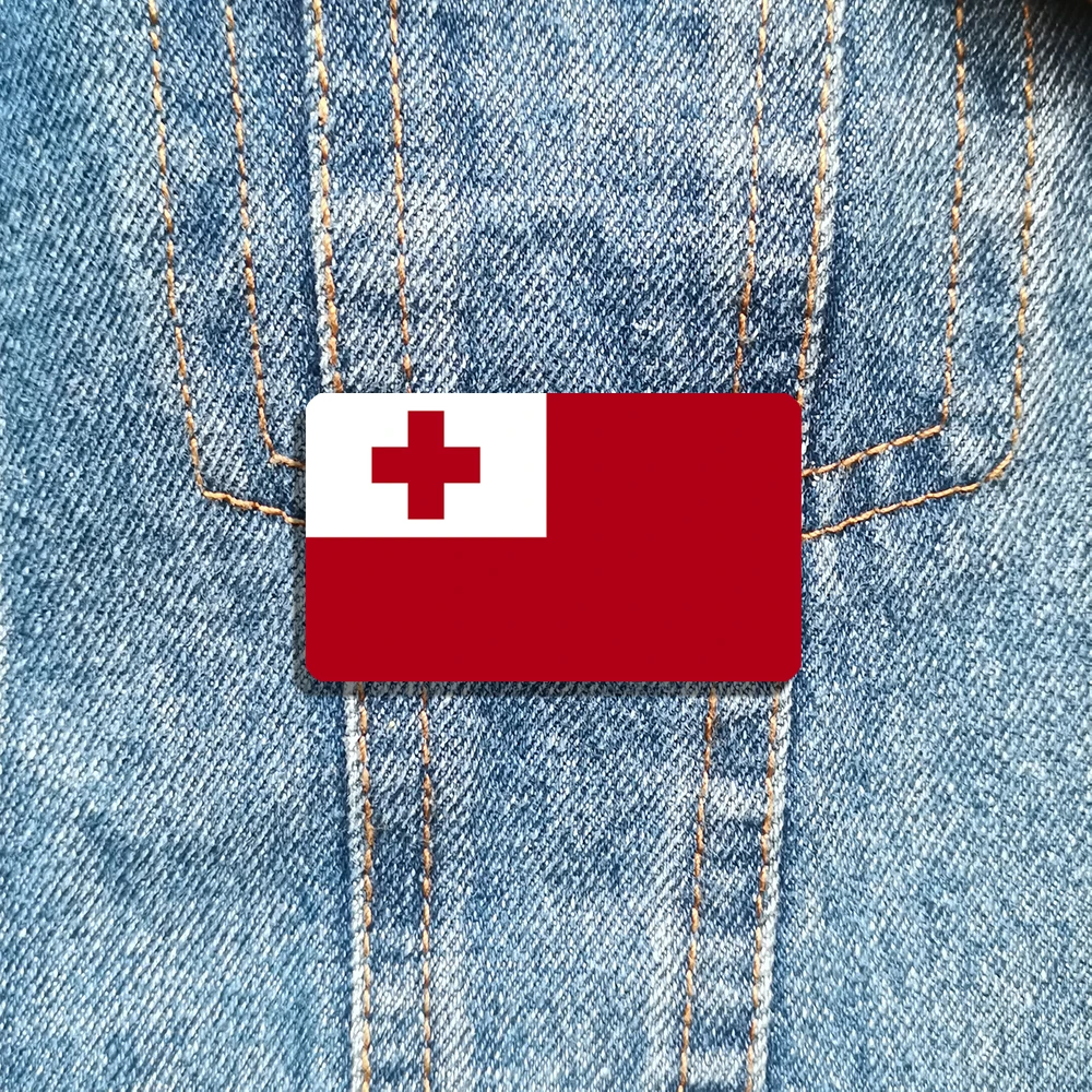 10 Pcs/Lot Flag of Tonga Flag Brooch Acrylic Vintage Art Lapel Pin Shirt Bag Accessory Acrylic Badge Patriotic Trinkets