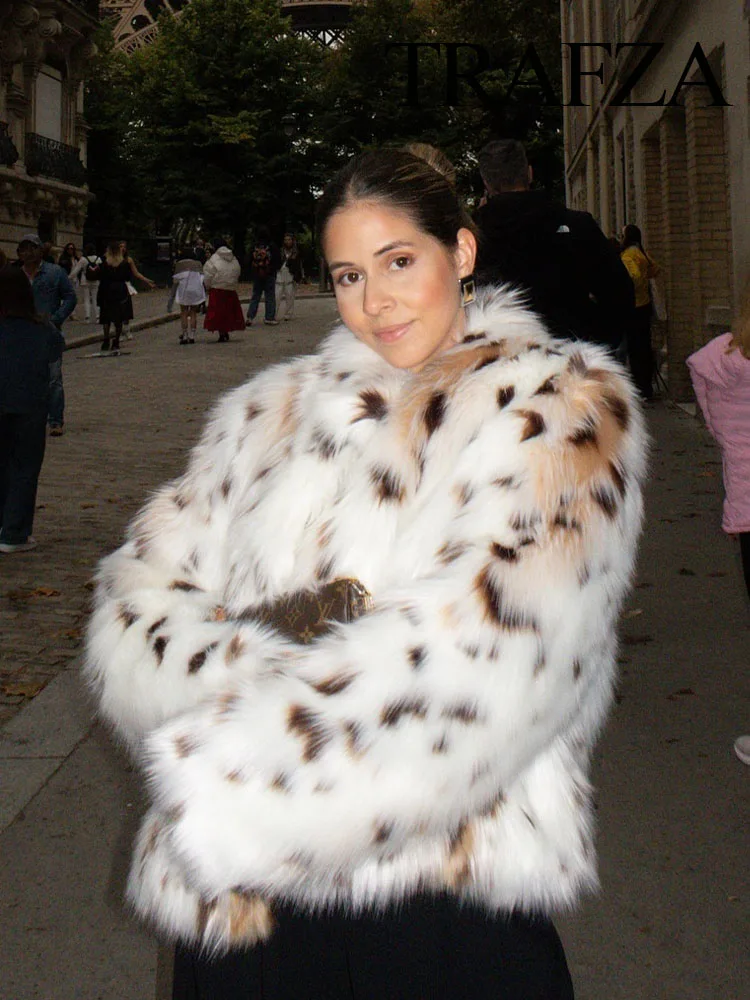 Женское зимнее модное пальто с пятнистым принтом