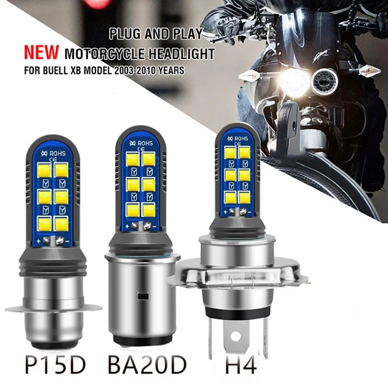 Лампы головного света для мотоциклов H4, BA20D, P15D, H6, H6W, 12SMD, 6000 К, 12-80 в