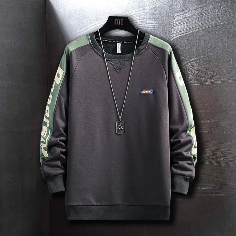 Свитшот мужской с длинным рукавом Повседневная рубашка в полоску сбоку уличная