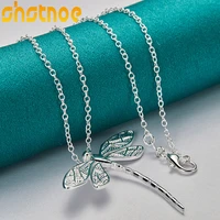 925 sterling silver 16 30 inch chain big dragonfly pendant necklace for women engagement wedding gift fashion charm jewelry