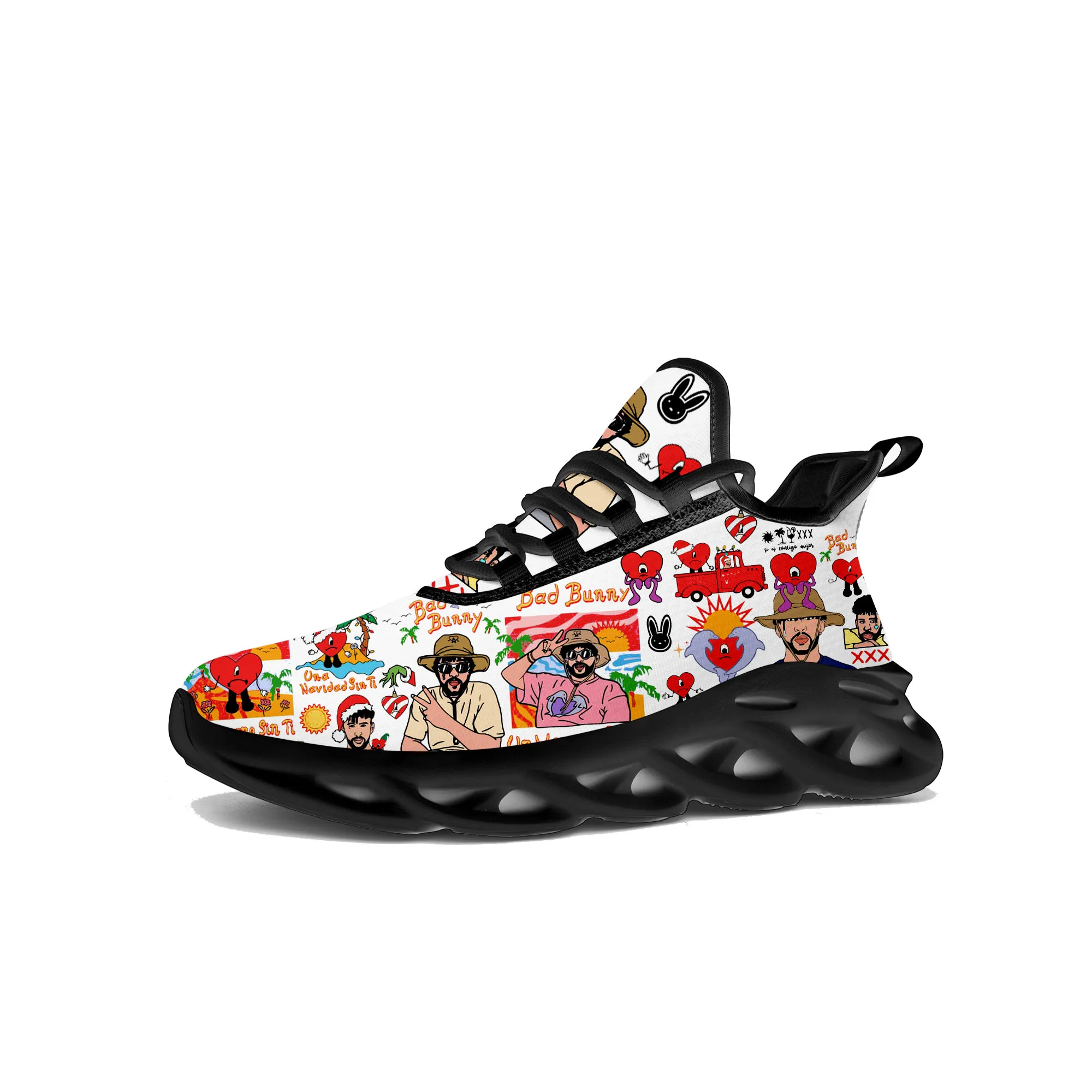 

Bad Bunny Flats Sneakers Mens Womens Hot Hip Hop Rapper Sports Running Shoe Sneaker Lace Up Mesh Footwear Tailor-made Shoe Black
