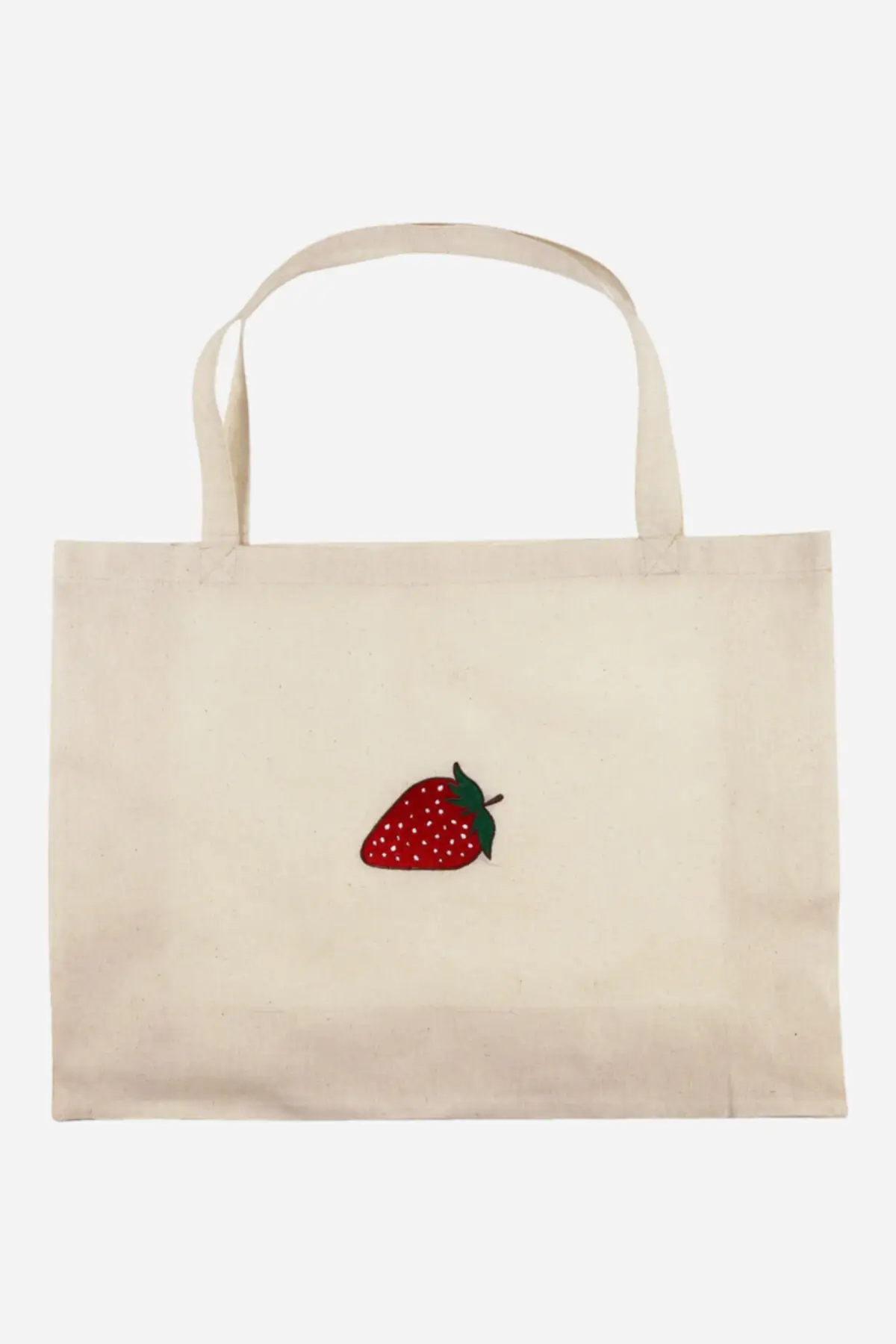 

Женская пляжная сумка-тоут с вышивкой клубники, модная летняя сумка-тоут из необработанной ткани, вместительный шоппер на плечо с узором