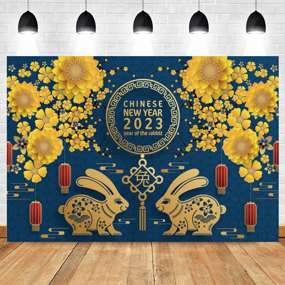 Китайский кролик новый год 2023 Китай красный фон фонарик цветочный традиционный