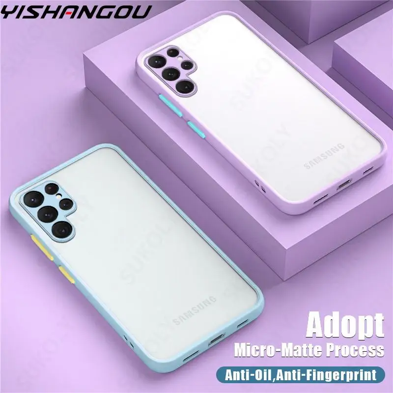 

Case For Samsung Galaxy S22 Ultra S21 FE S20 FE M52 5G A13 A33 A53 A32 A52 A72 A51 A71 Shockproof Matte Acrylic Covers