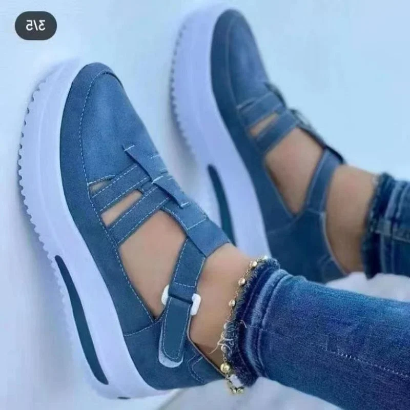 Женские летние теннисные туфли без шнуровки с дышащей сеткой и ремешком пряжкой