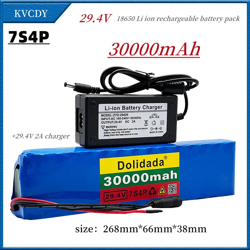 

New 7S4P 24V 28ah 29.4V FOR Lithium-ion battery pack Built-in BMS electric bike unicycle scooter wheelchair motor + 29.4Vcharger