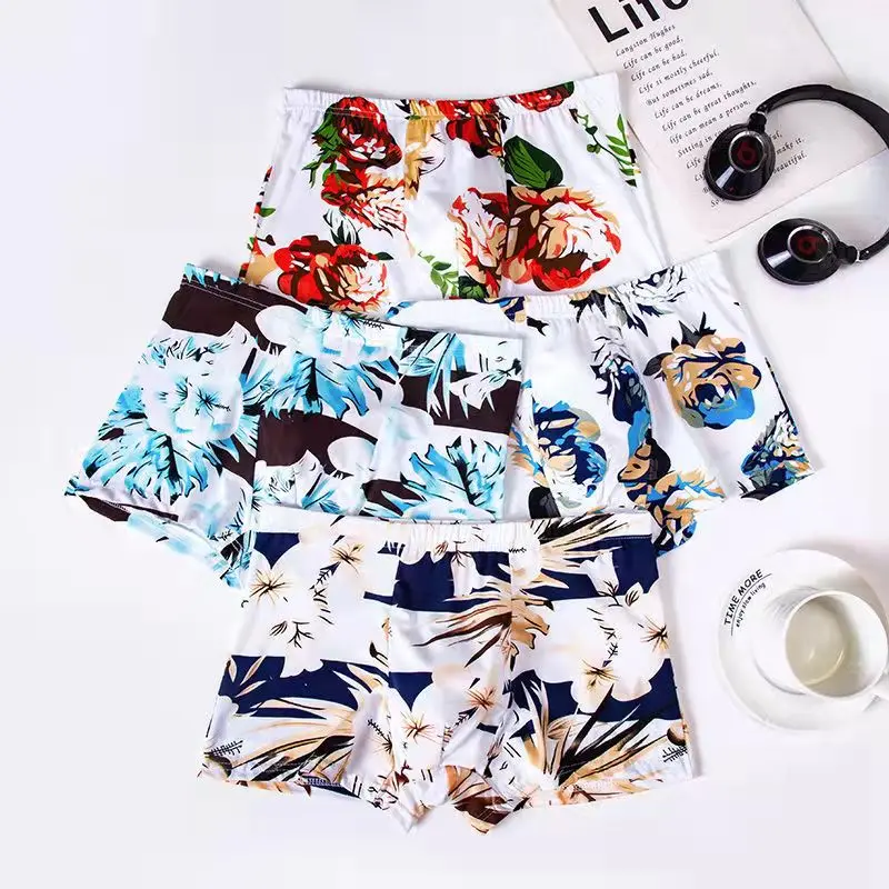 Men's Panties 4pcs/Lot  Male Underpants Man Pack Shorts Boxers Underwear Fashion Sexy Mens Boxer Bamboo Hole Large Size L-4XL