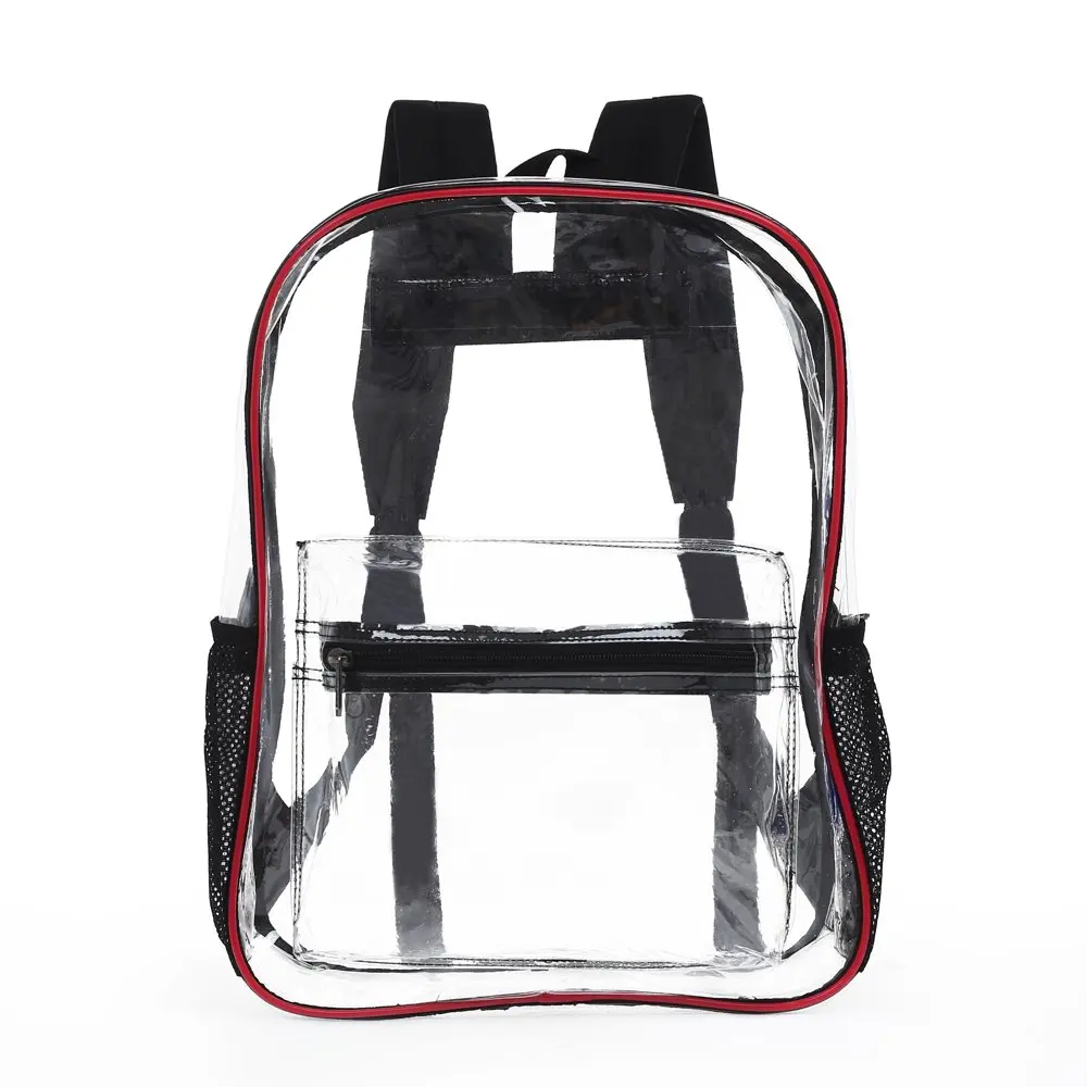 Heavy Duty Clear Transparent Backpack See Through Book-bag with Multi-color Choices for School, Sports, Stadium and So On.