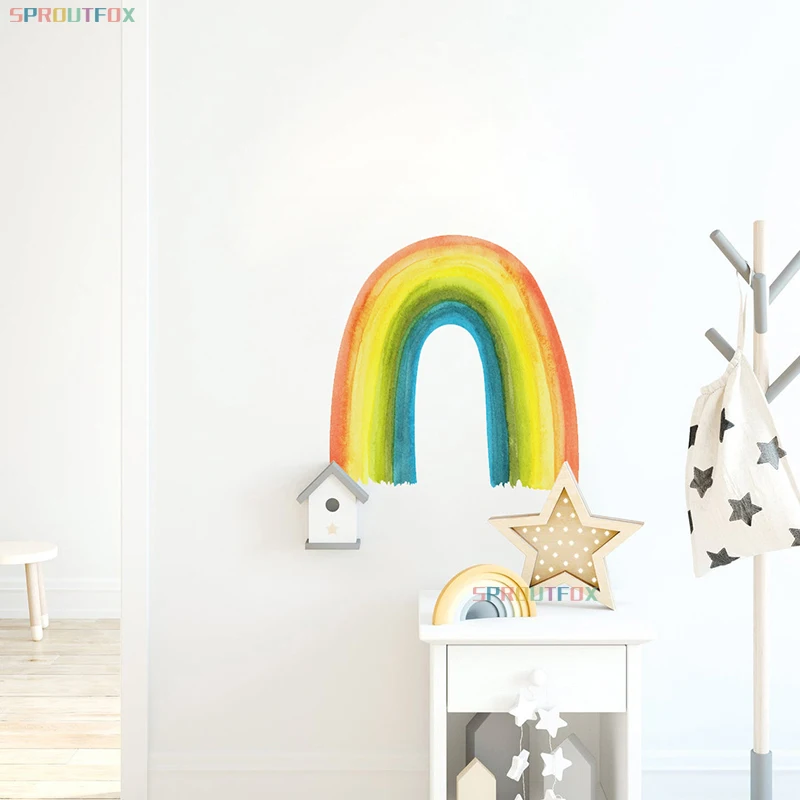 Большие радужные красочные наклейки на стену для детской комнаты гостиной
