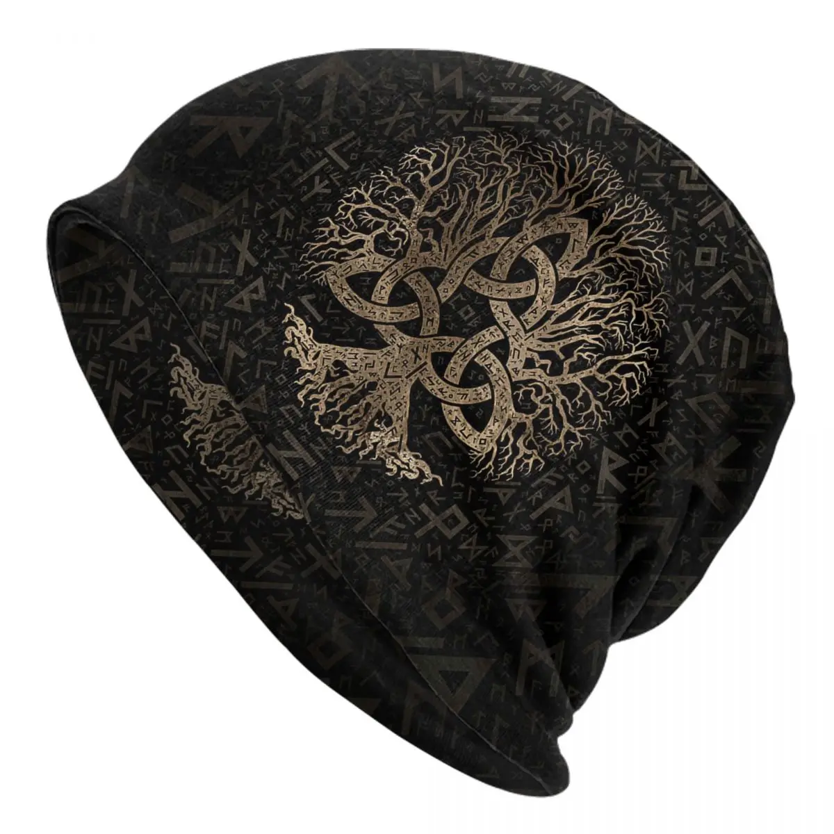 Tree Of Life With Triquetra On Futhark Pattern Adult Men's Women's Knit Hat Keep warm winter Funny knitted hat
