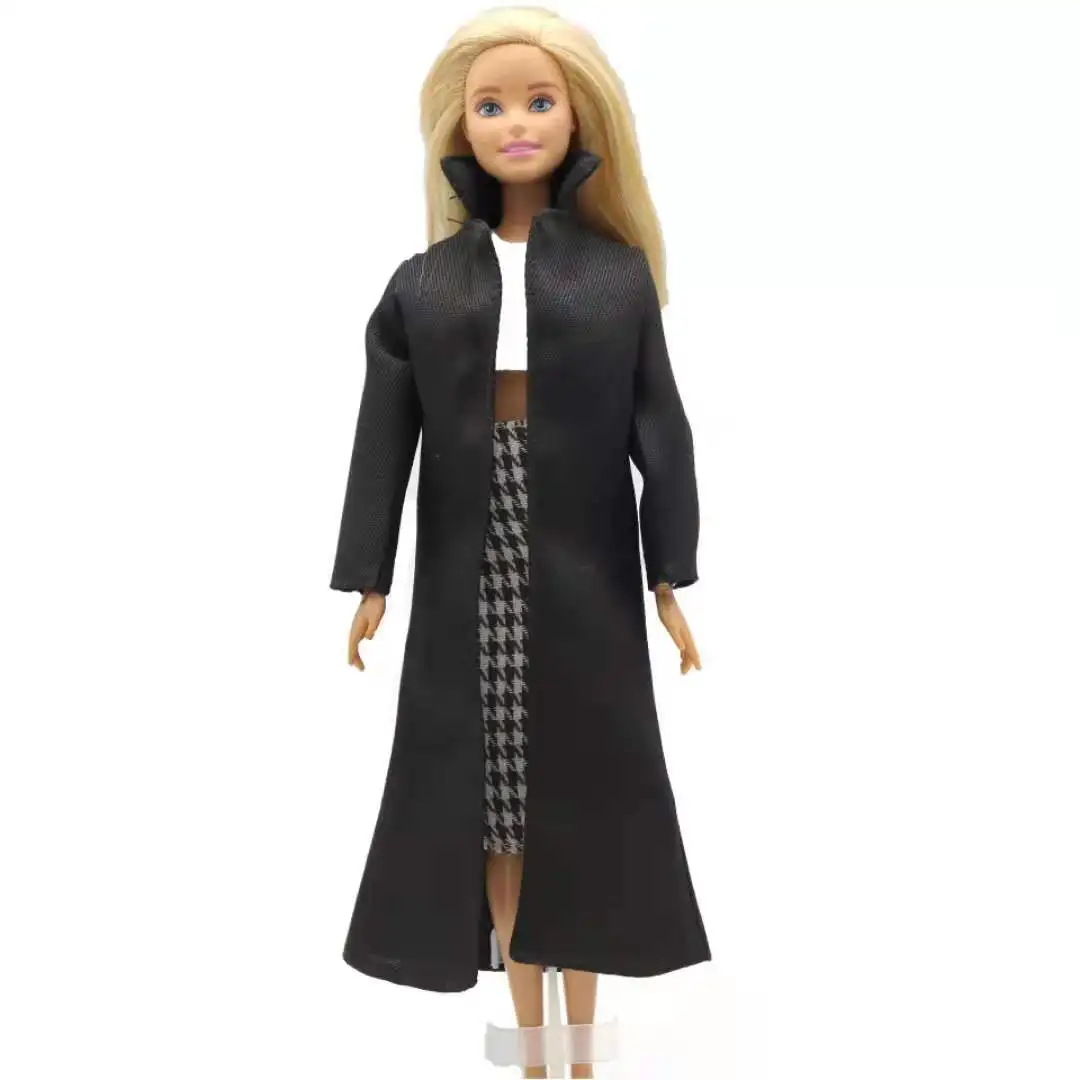 Модная Одежда для куклы 1/6 BJD парка черная клетчатая зимняя куртка с рисунком