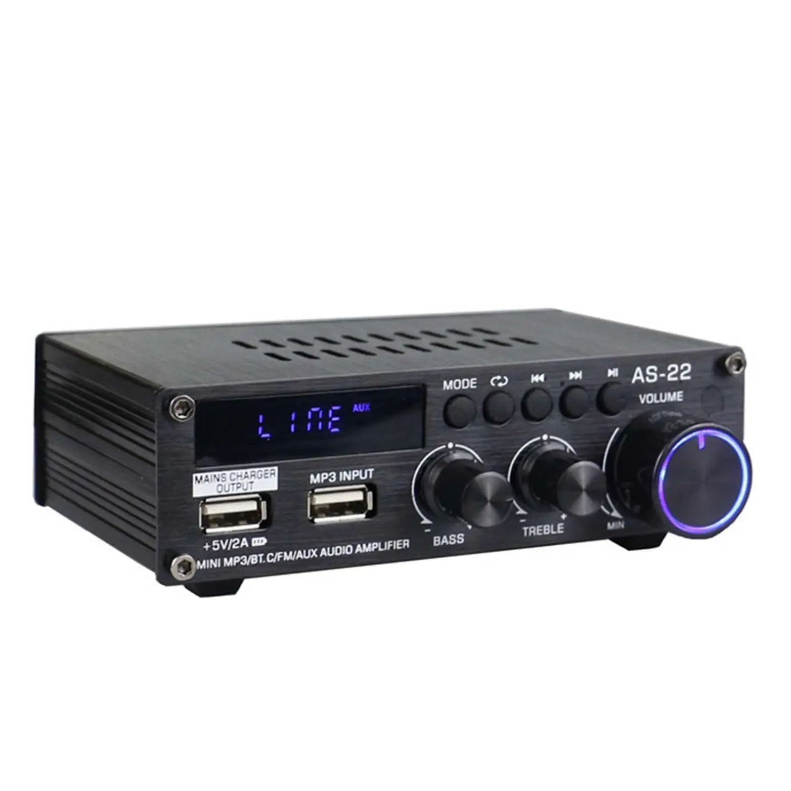 

Audio Stereo Amplifier Receiver 2 Channel Desktop Digital LED Display FM Radio Port HiFi Audio Amp Digital Power Audio Amplifier