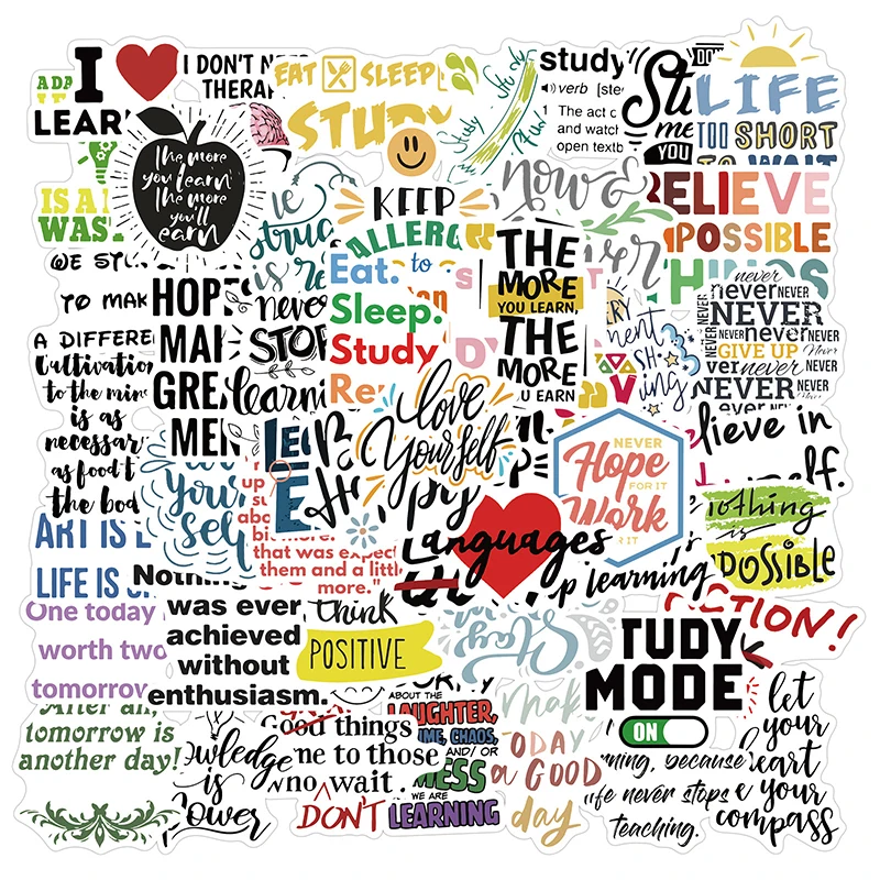 

50pcs Inspirational Phrases Motivational Sticker Life Quotes Stickers DIY Laptop Scrapbooking Office Graffiti Decals