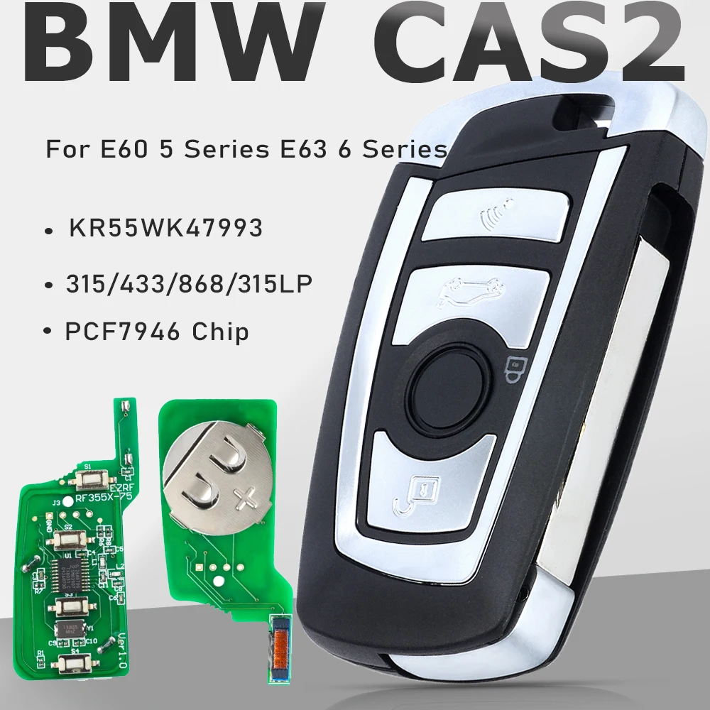 

KEYECU CAS2 модифицированный откидной дистанционный ключ 4B 315 МГц/433 МГц/868 МГц/315LP PCF7946 для BMW E60 5 серии E63 6 серии KR55WK47993