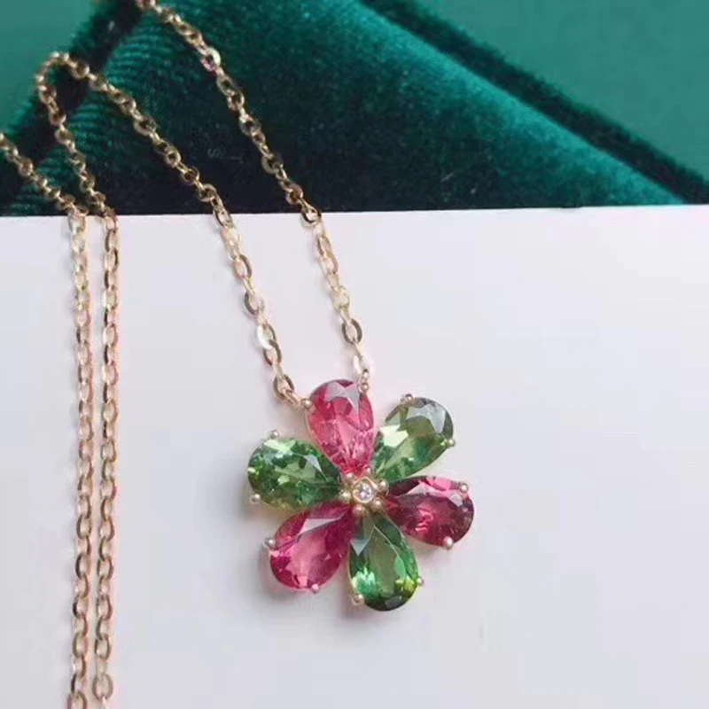 

MeiBaPJ Natural Tourmaline Pendant Necklace with Certificate 925 Pure Silver Fine Charm Wedding Jewelry for Women