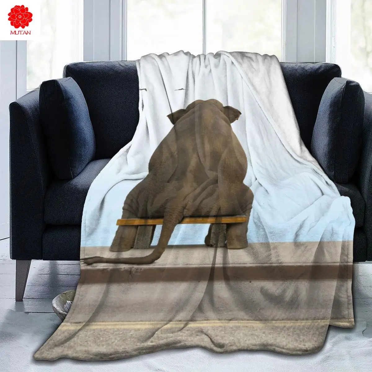

Fashion animal Elephant 3D printing printed blanket bedspread blanket retro bedding square picnic wool soft blanket Quick Dry