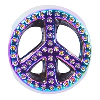 10pcs alloy peace sign beads charms pendant accessory rainbow color for jewelry making necklace earring metal bulk wholesale