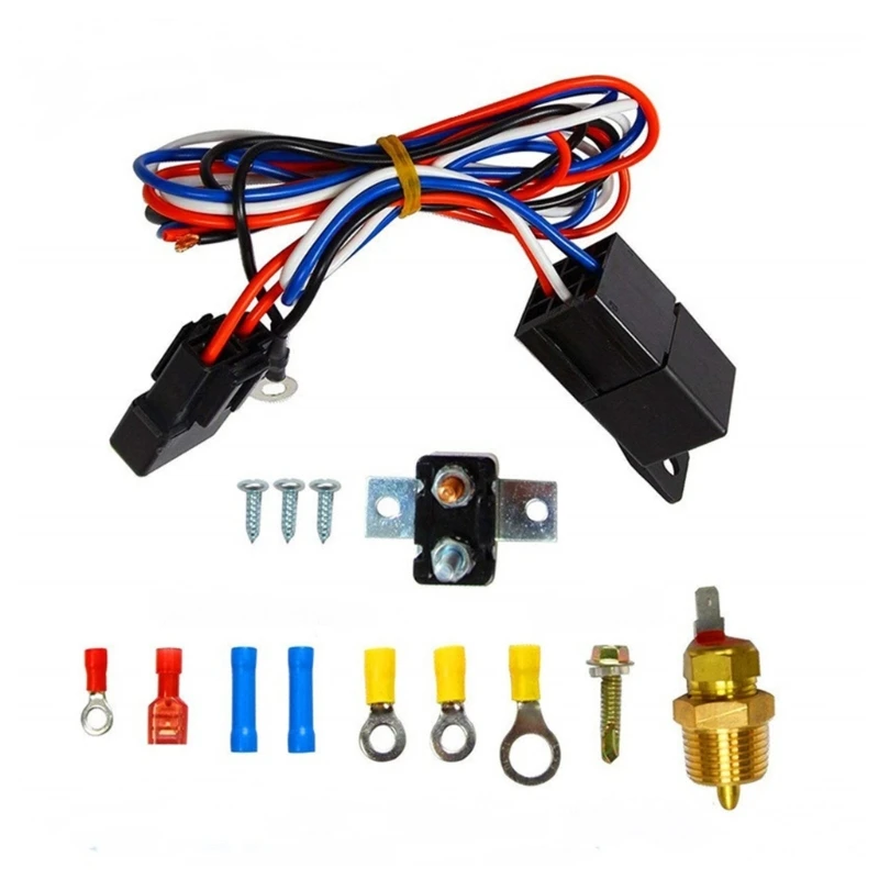 

175-185 Degree Auto Car Radiator Electric Cooling Fan Thermostat Temperature Relays Harness drop shipping