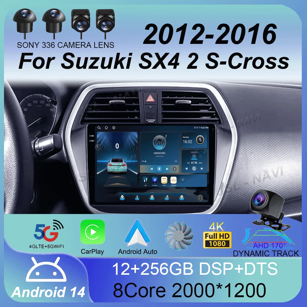 Мультимедийный видеоплеер Android 14 для Suzuki SX4 2 S-Cross 2012-2016 Автомобильный