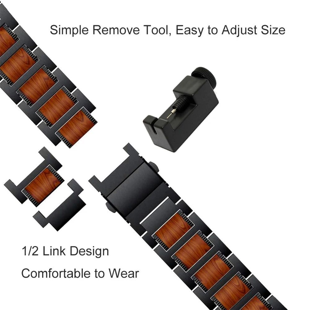 High-end Wooden Metal Strap for Apple Watch 45mm 41mm 44mm 42mm 40mm 38mm Stainless Steel Link Bracelet for iWatch 8 7 6 5 4 3SE