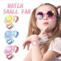 creative portable kids wrist fan mini watch fan ventilator led light rechargeable cute air cooling sports fans children