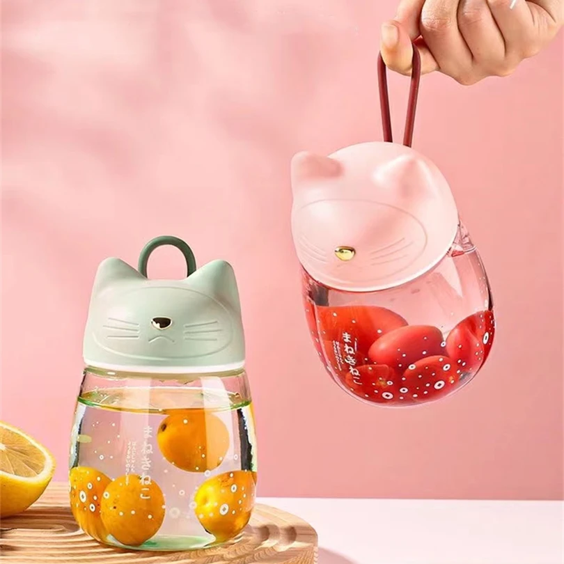 

Creative Belly Water Cup Cute Cat Design Fashion Trendy Cool Mini Glass Cup Gradient Color Portable Handy Bottle Japanese Style