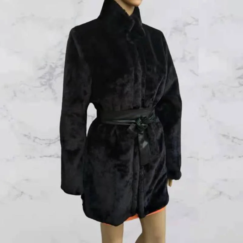 Women Suit Winter Thick Sheepskin Solid Coat Ladies Faux Fur Turf Coat Ladies Fashion Leather Jacket Fur Lining Bomber Jacket