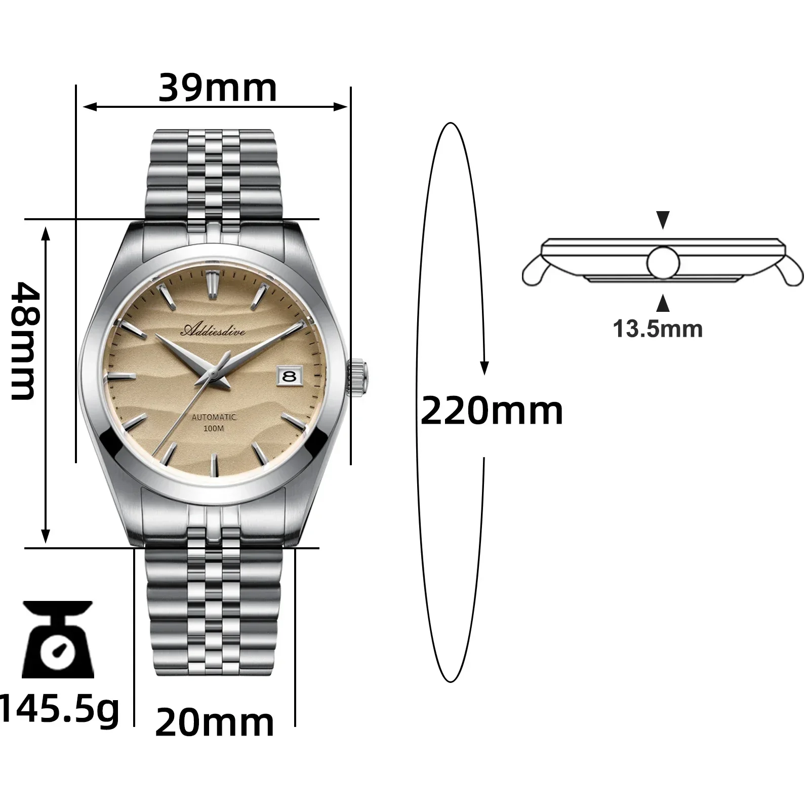 ADDIESDIVE AD2059 NH35 Автоматические механические часы для дайвинга 100 м