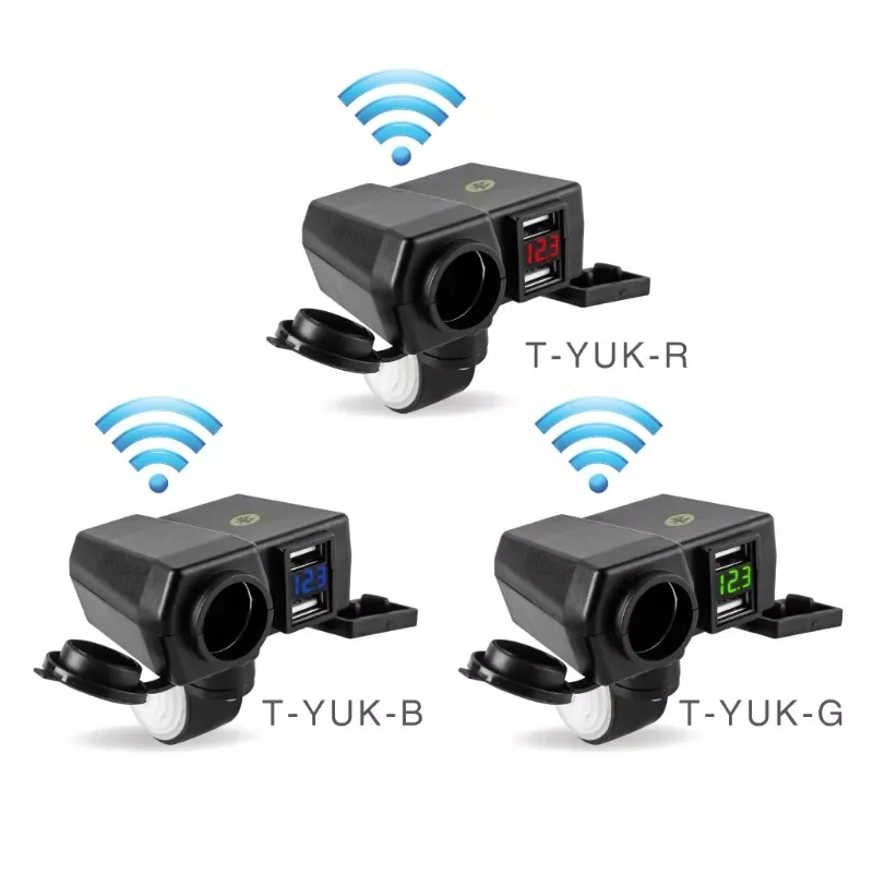

Light Weight Dual USB Phone Charger for Motorbike Voltmeter Cigarette Lighters .