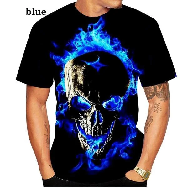 

Cool Fashion 3d Skull Design T-shirt for Men's and Women's Casual Short-sleeved O Collar T-shirt