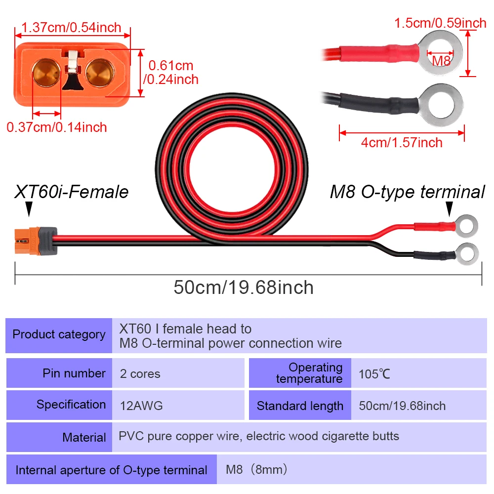 XT60 12AWG Разъем для аккумулятора Солнечная панель Удлинительный кабель зарядки