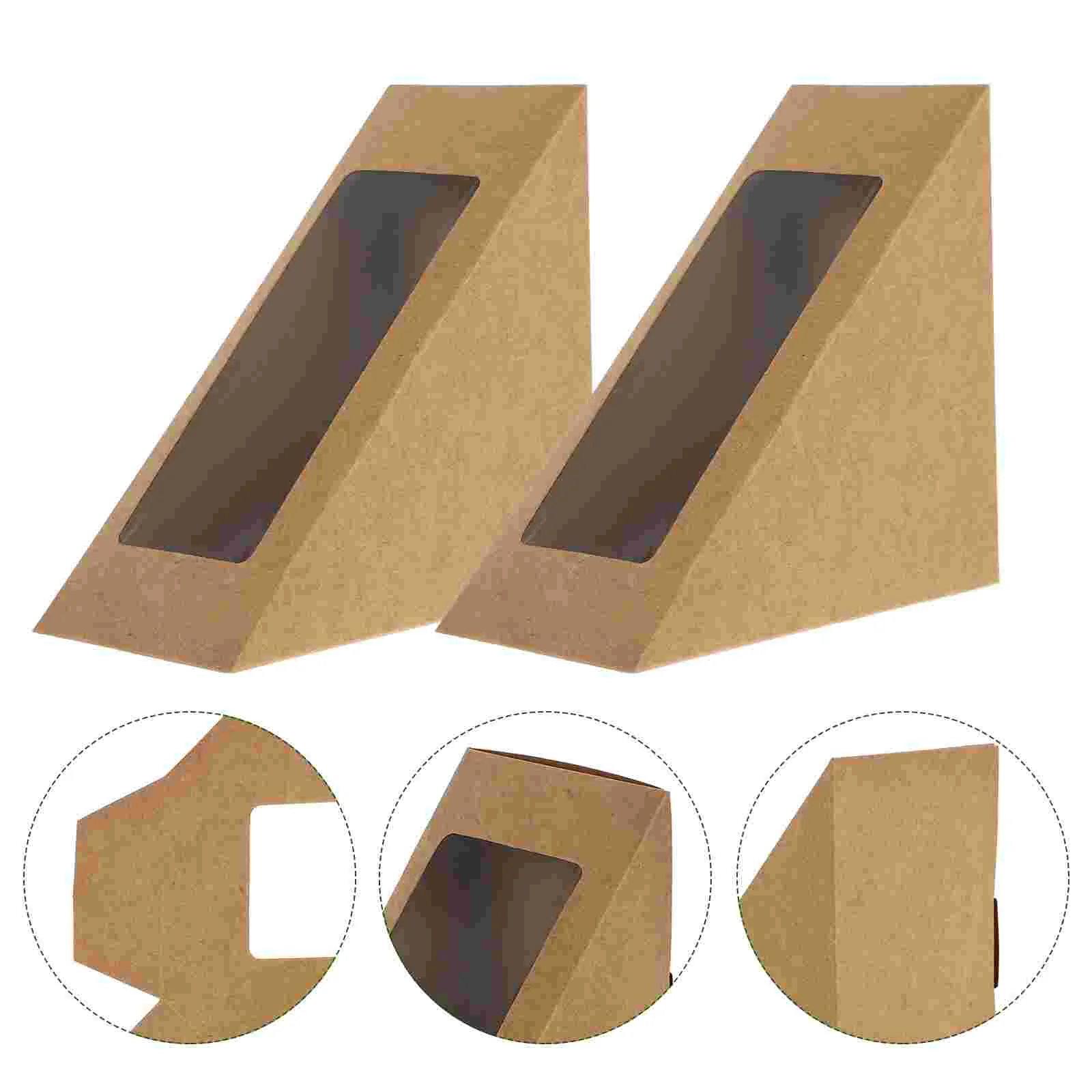 

Box Sandwich Paper Boxes Triangle Kraft Bakery Cake Packing Window Wedge Storage Containerdessert Muffin Sandwish