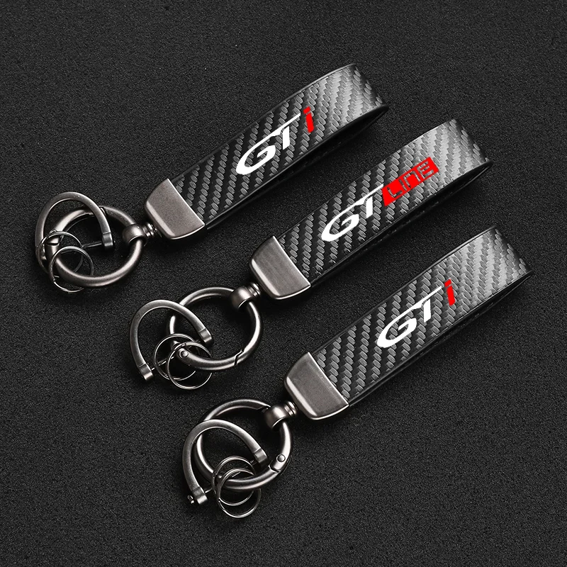 

Leather Car KeyChain High-Grade Carbon Fiber For GT Ceed Forte Stinger Rio Sportage Soul Cerato gt Car KeyChain Accessories