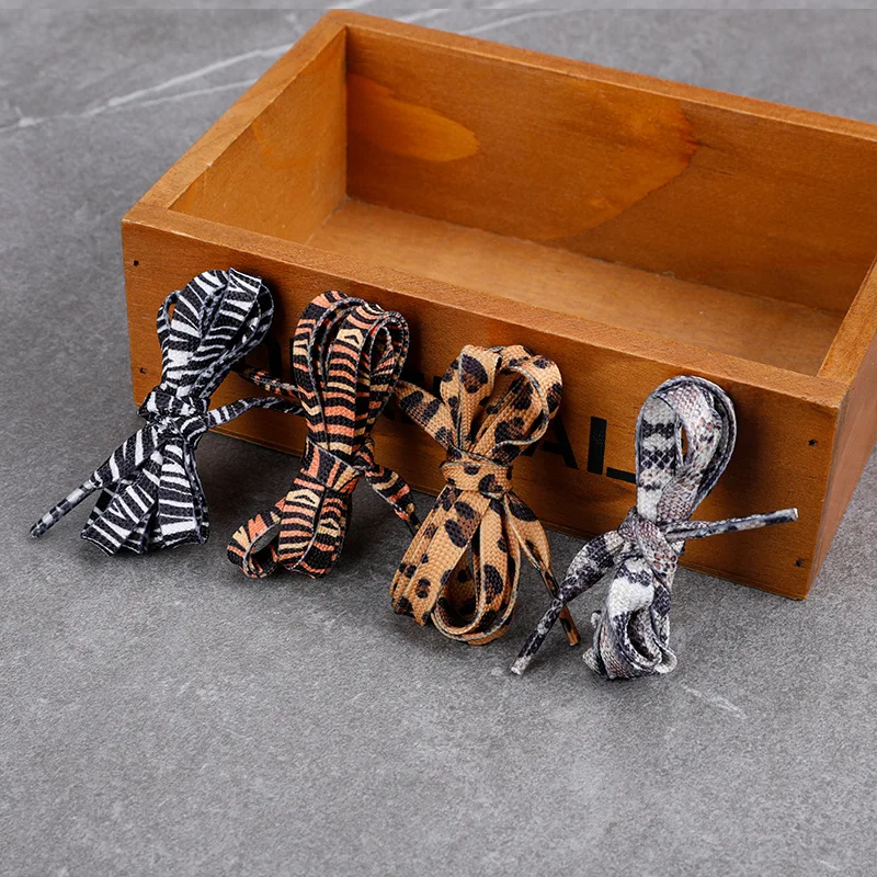 

1 Pair Canvas Shoes Shoelaces Animal Leopard print Pattern Sports Shoelaces Man And Woman Printing Shoelace Flat Shoestring