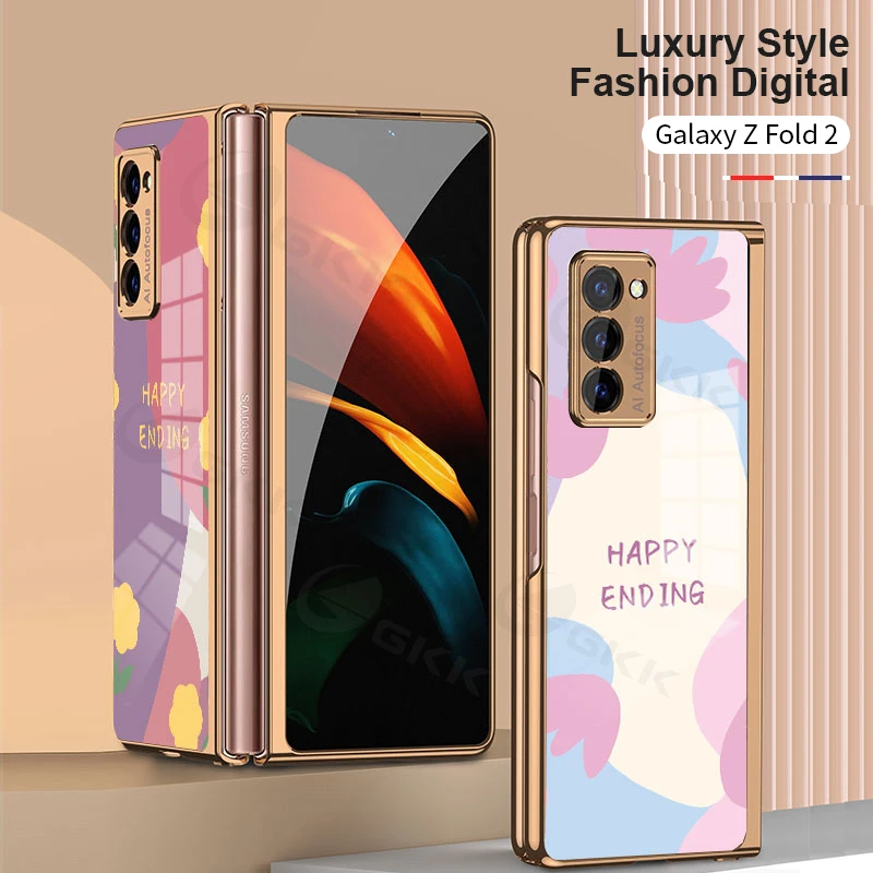 

GKK Original Case For Samsung Galaxy Z Flip Fold 2 5G Case Luxury Tempered Glass Plating Edge Cover For Samsung Z Flip Fold 2 5G