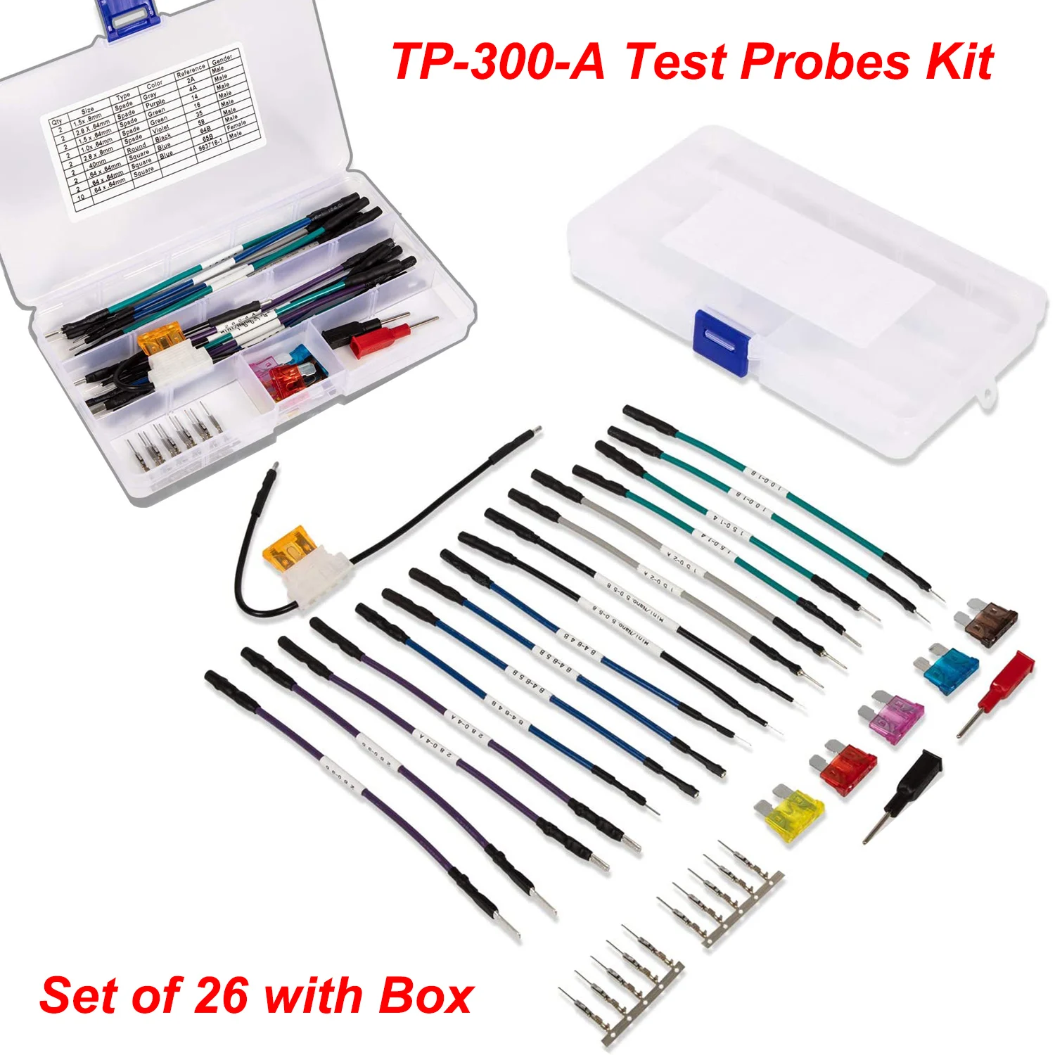 

TP-300-A 26Pcs/Set Terminal Test Probes Kit Fit For EL-35616-300-A, 35616, J-35616 Automotive Probe Tools With Storage Box
