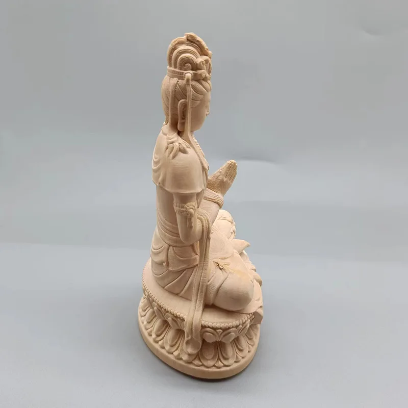 Большой лист резьба из самшита Heshi Guanyin декоративная Спецификация 110*63*48
