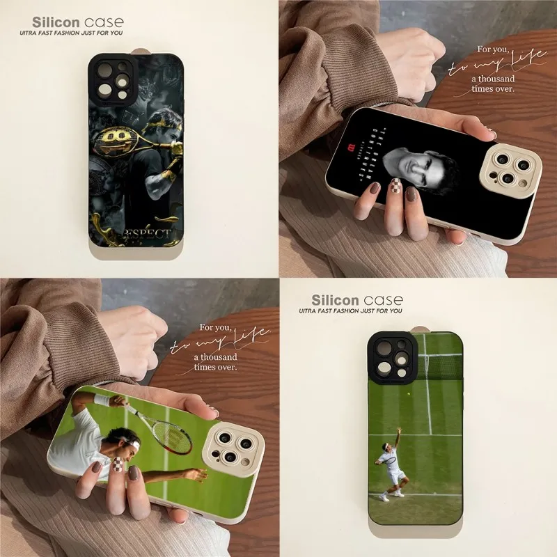 

Tennis Roger Federer RF Sport Phone Case For IPhone 14 13 11 12 Pro Max Mini X XR XS 7 8 Plus Hitomi Mobile Couple Cover